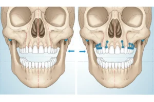 ilustracion representacion cirugia ortognatica correccion mandibula maxilar