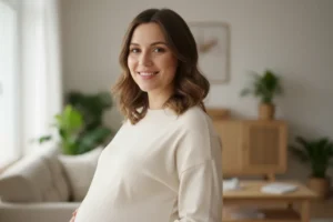 mujer embarazada sonriendo